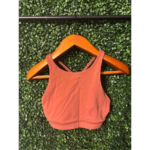 Lululemon High Neck Brown Terracotta Sports Bra Size 8 - Picture 1 of 4